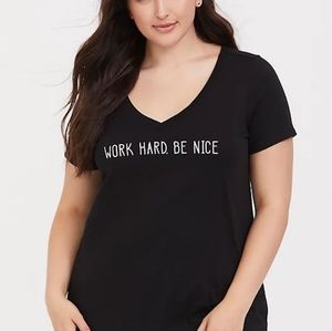 TORRID WORK HARD BLACK SLIM FIT V-NECK TEE